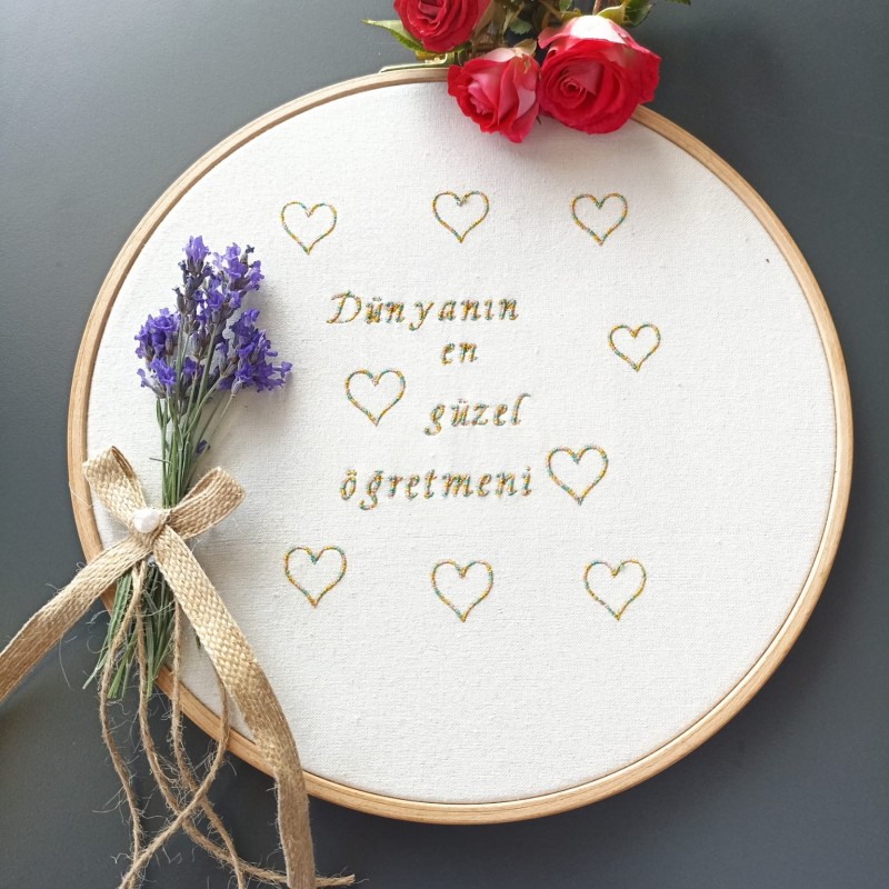 Öğretmenlerimize Özel El Dokuma Duvar Kasnak Süsü
